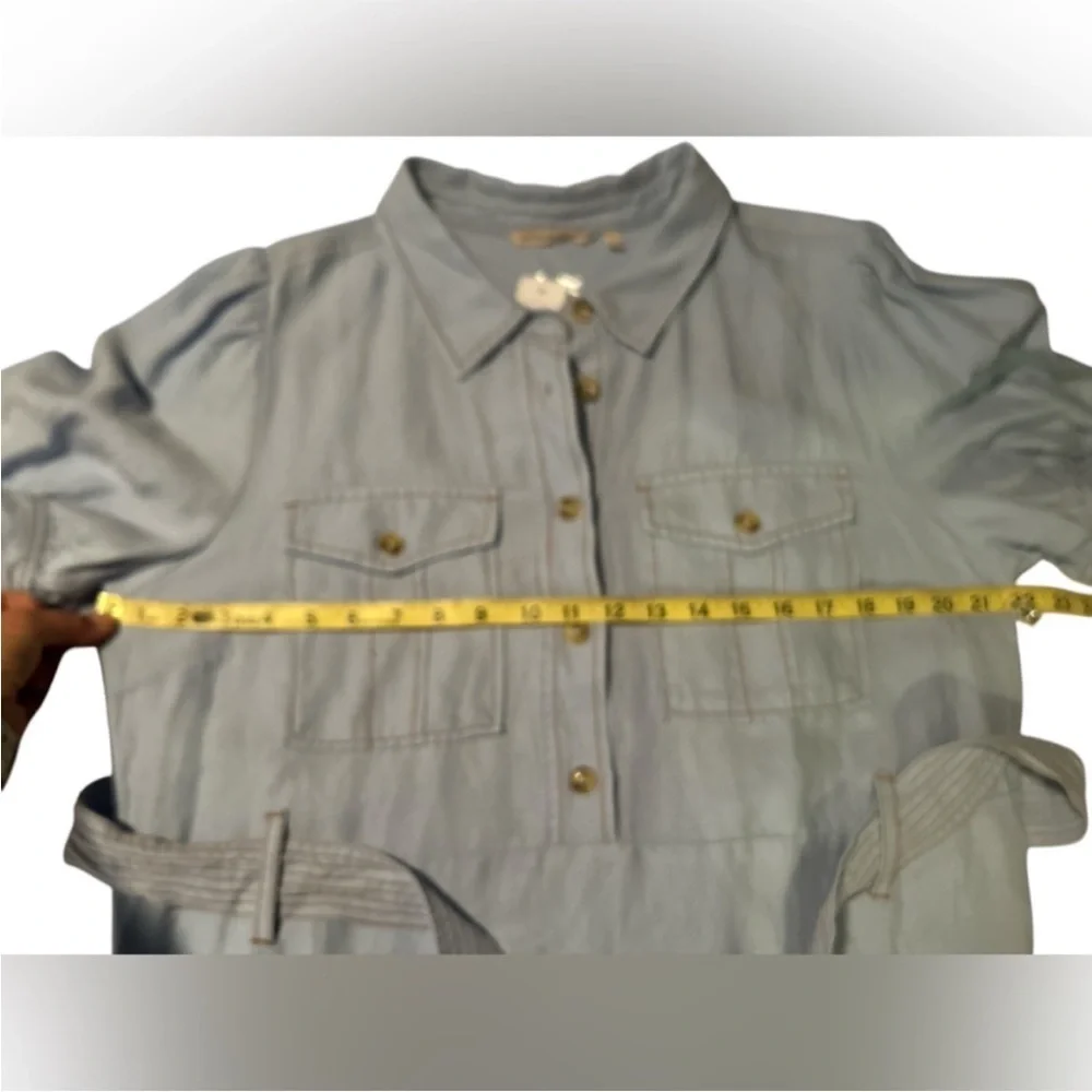 Soft Surroundings NWT Blue Midi Dress with Puff Sleeves and Pleats - Picture 9 of 10